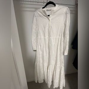 Zara White eyelet midi/maxi dress
